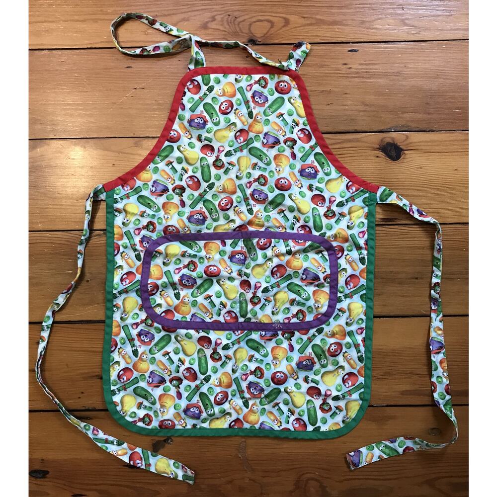 Vintage Kids Youth Childrens Veggie Tales Cooking Baking Apron Handmade